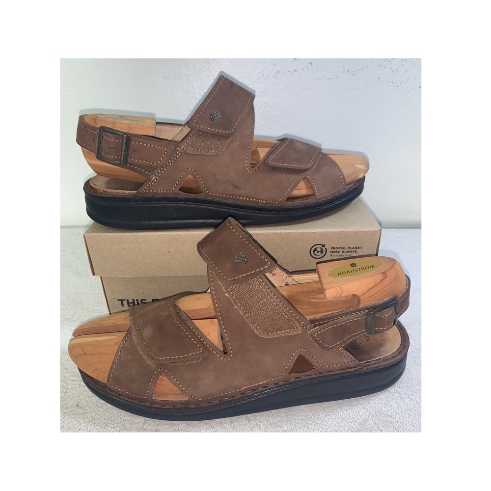Finn Comfort Men Brown Nubuck Leather Sandals Made in Germany Size 44 US 10.5-11